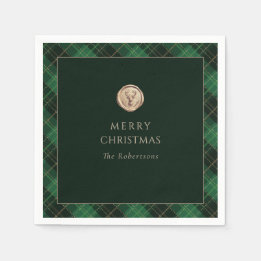 Elegant Green Plaid Merry Christmas Holiday Party Pappersservett