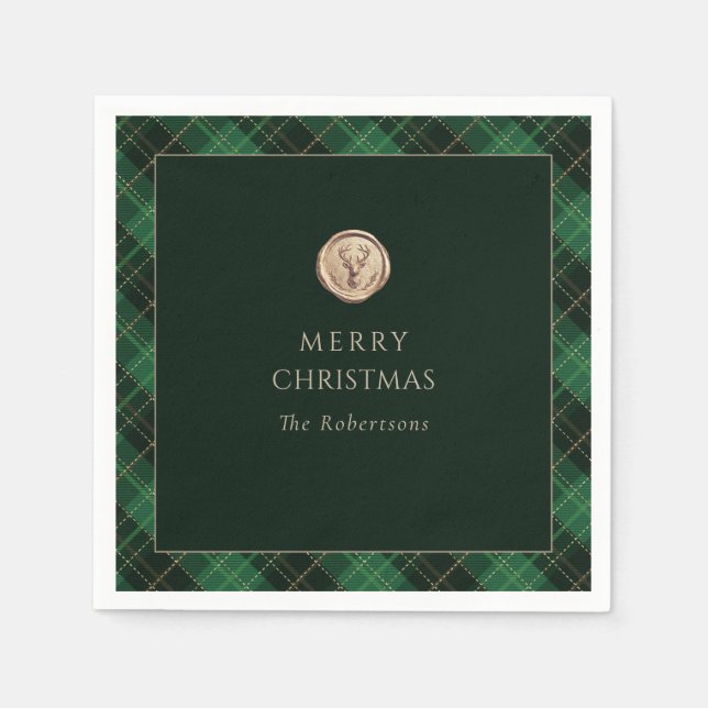 Elegant Green Plaid Merry Christmas Holiday Party  Pappersservett (Framsidan)