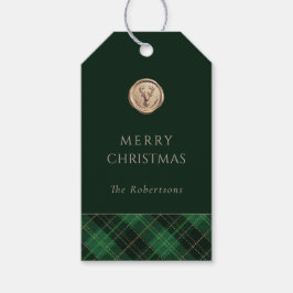 Elegant  Green Plaid Merry Christmas Personalized  Presentetikett