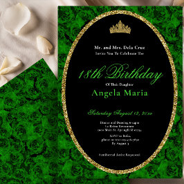 Elegant Green Rose Floral 18th Birthday Debut Inbjudningar