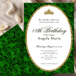 Elegant Green Rose Floral 18th Birthday Debut Inbjudningar