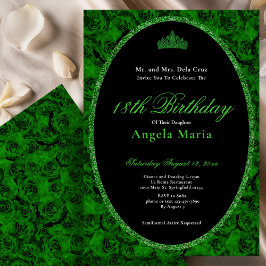 Elegant Green Rose Floral 18th Birthday Debut Inbjudningar