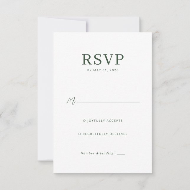 Elegant Green RSVP-kort OSA Kort (Framsida)