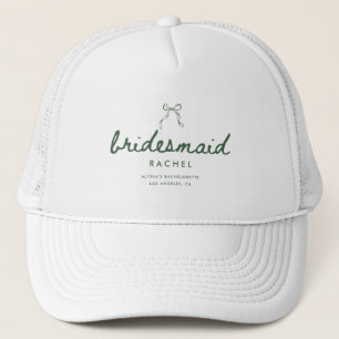 Elegant Green Script Coquette Brudtjänstens Namn Keps