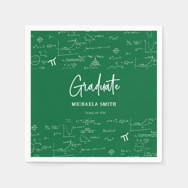 Elegant Green Script Math Graduate Pappersservett (Framsidan)