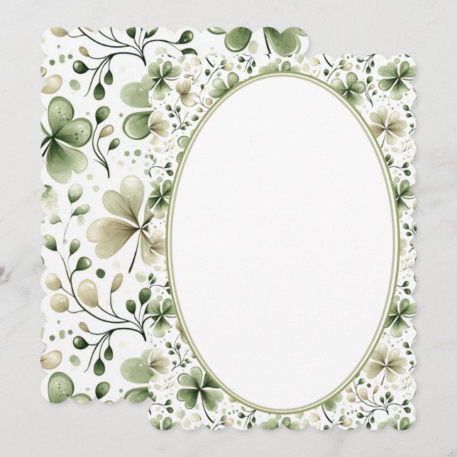 Elegant Green Shamrock Wedding Invitation Design Inbjudningar (Fram/baksida)