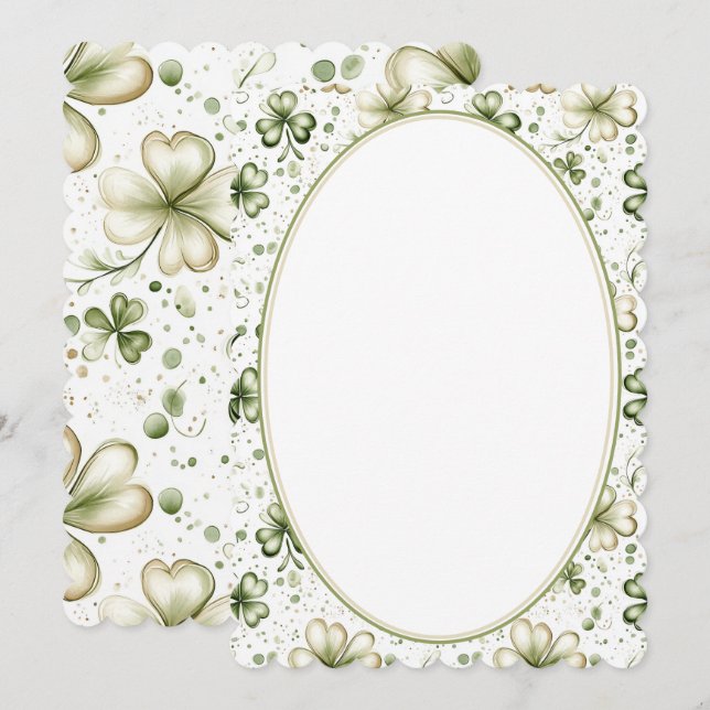 Elegant Green Shamrock Wedding Invitation Design Inbjudningar (Fram/baksida)