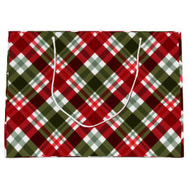 Elegant green & white Red Plaid Rustic Christmas