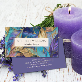 Elegant Greenery Abstrakt Löv Visitkort