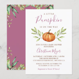 Elegant Greenery Autumn Pumpkin Baby Shower Inbjudningar