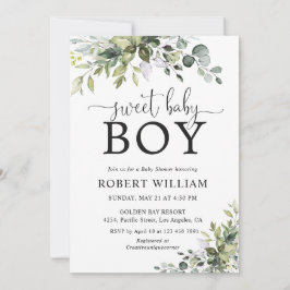 Elegant Greenery Baby Shower-inbjudan Inbjudningar