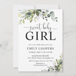 Elegant Greenery Baby Shower-inbjudan Inbjudningar
