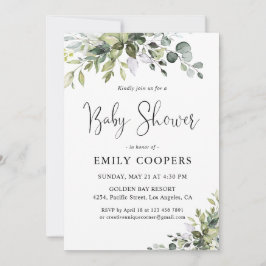 Elegant Greenery Baby Shower-inbjudan Inbjudningar