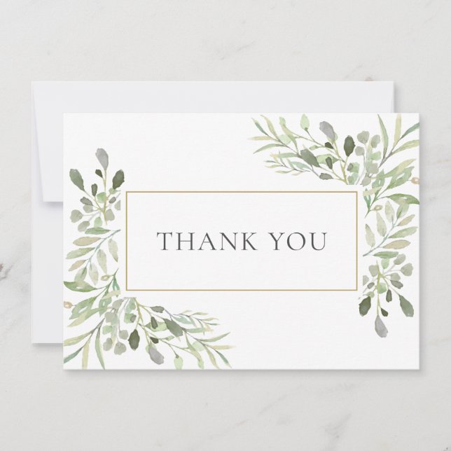 Elegant Greenery Baptism Christening Tack (Framsida)