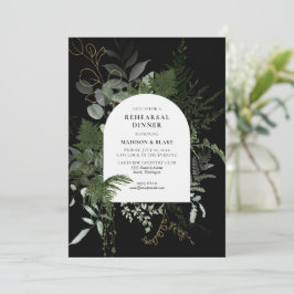Elegant Greenery Black Bröllop Rehearsal Dinner Inbjudningar
