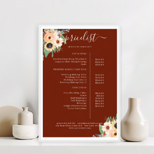 Elegant Greenery Blommig Salong Röd Poster