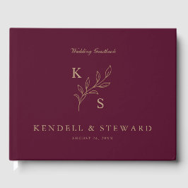 Elegant Greenery Blommigt Bröllop Logotyp Monogram Gästböcker