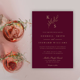 Elegant Greenery Blommigt Bröllop Logotyp Monogram Inbjudningar