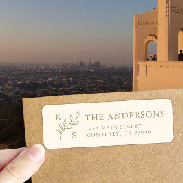 Elegant Greenery Blommigt Bröllop Logotyp Monogram Returadress Etikett