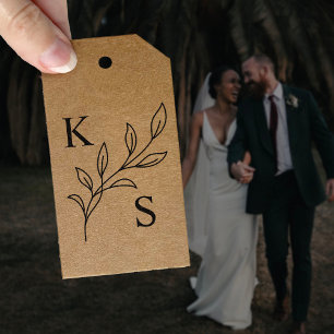 Elegant Greenery Blommigt Bröllop Logotyp Monogram Självfärgande Stämpel