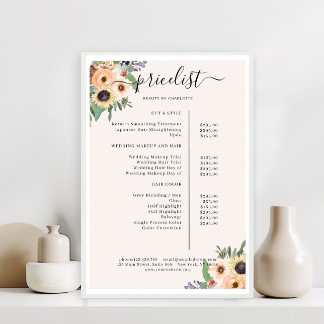 Elegant Greenery Blommigt Salon Poster (Elegant Greenery Floral Salon Poster)