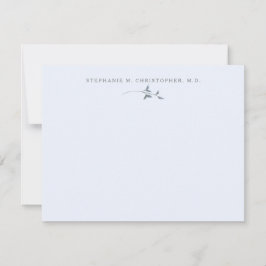 Elegant Greenery Blue Personlig Stationery Anteckningskort