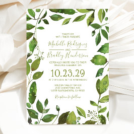 Elegant Greenery Botanical Foliage Bröllop Inbjudningar