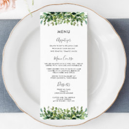 Elegant Greenery Botanical Foliage Bröllop Menu Program