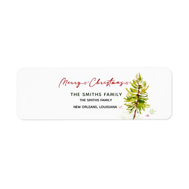 Elegant Greenery Botanical God jul Adress Returadress Etikett (Framsidan)