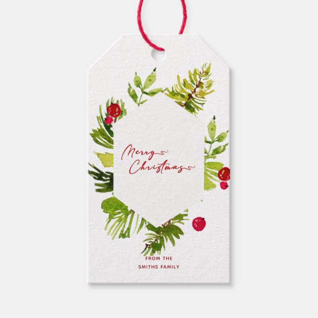 Elegant Greenery Botanical Photo Presentetikett (Framsidan)