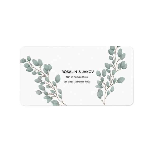 Elegant Greenery Botanical Return Address Label Adressetikett (Framsidan)