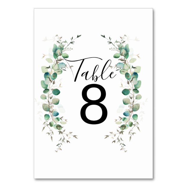 Elegant Greenery Botanical Wedding Bordsnummer (Framsidan)