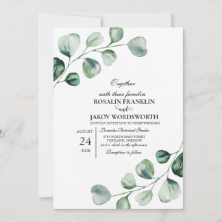 Elegant Greenery Botanical wedding Invitation card Inbjudningar