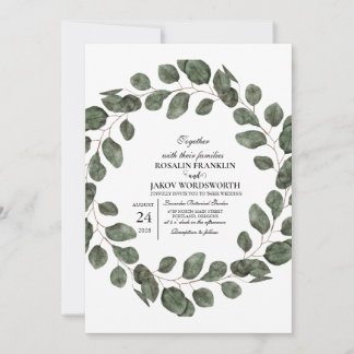 Elegant Greenery Botanical wedding Invitation card Inbjudningar