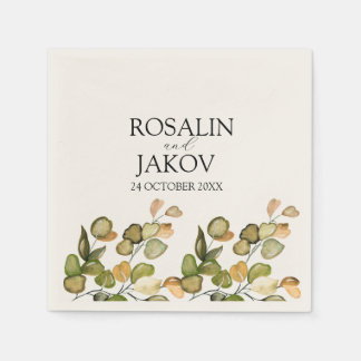 Elegant Greenery Botanical Wedding Pappersservett