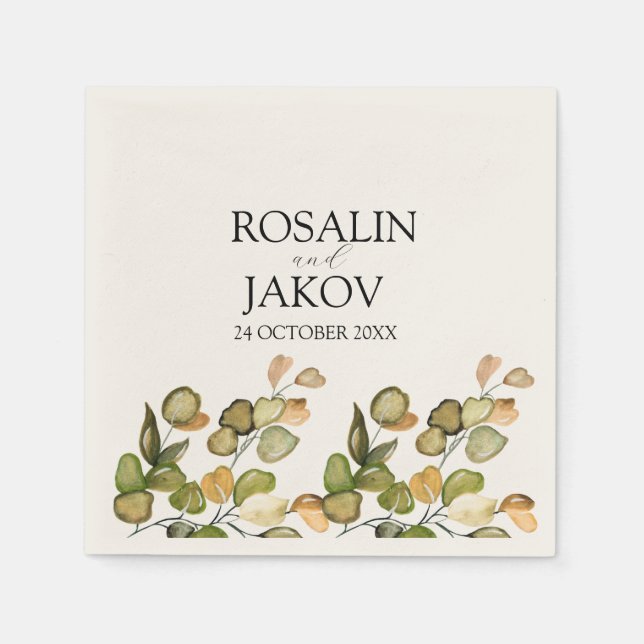 Elegant Greenery Botanical Wedding Pappersservett (Framsidan)