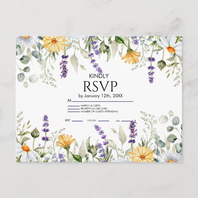 Elegant Greenery Botanical  Wedding RSVP Card Inbjudan Vykort (Framsida)