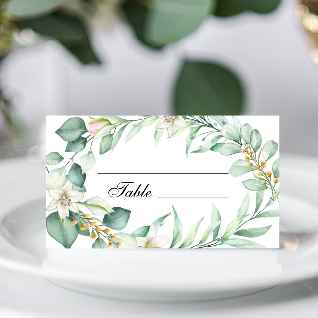 Elegant Greenery Bröllop Bord-platskort Placeringskort (Skapare uppladdad)