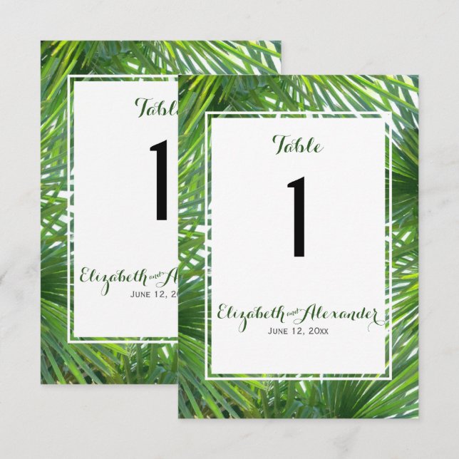 Elegant Greenery Bröllop Bordsnummer Card (Fram/baksida)