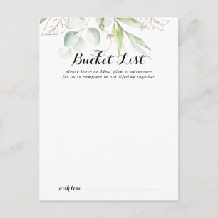Elegant Greenery Bröllop Bucket List Card Vykort