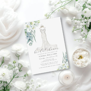 Elegant Greenery Bröllop Dress Möhippa Invit Inbjudningar