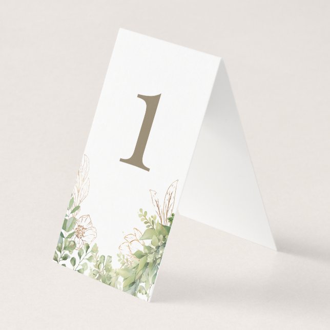 Elegant Greenery Bröllop Guld Kort (Baksida)
