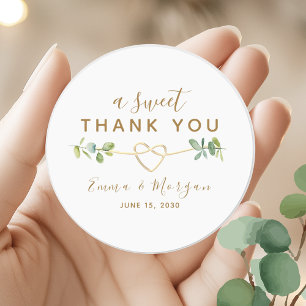 Elegant Greenery Bröllop Tack Sticker Runt Klistermärke
