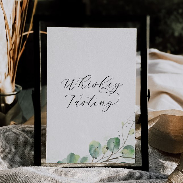 Elegant Greenery Bröllop Whiskey Taste Sign Inbjudningar (Skapare uppladdad)