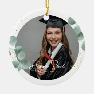 Elegant Greenery Calligraphy   Bild av Studenten Julgransprydnad Keramik