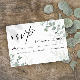 Elegant Greenery Contemporary Type Bröllop OSA Kort