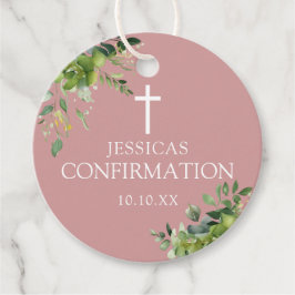 Elegant Greenery Dusty Ro Rosa Bekräftelse Gåvor Etiketter