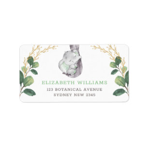 Elegant Greenery Elephant Return Address Label Adressetikett