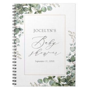 Elegant Greenery Eucalyptus Baby Shower Guest Bok Anteckningsbok