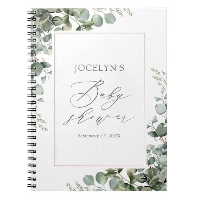 Elegant Greenery Eucalyptus Baby Shower Guest Bok Anteckningsbok (Framsidan)